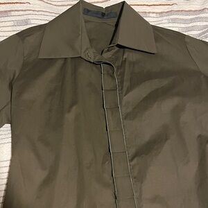 Elegant Women's Dark Green Button Down Shirt